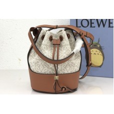 Loewe Small Balloon bag in Ecru/Tan Anagram jacquard and calfskin Loewe Small Balloon bag in Ecru/Tan Anagram jacquard and calfskin