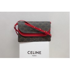 Celine Wallet on Strap in Triomphe Canvas and Smooth Lambskin