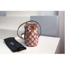 Celine Micro Drawstring Bag in textile with triomphe embroidery Vintage Pink Celine Micro Drawstring Bag in textile with triomphe embroidery Vintage Pink