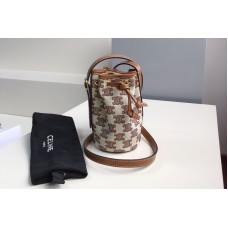 Celine Micro Drawstring Bag in textile with triomphe embroidery Vintage Brown Celine Micro Drawstring Bag in textile with triomphe embroidery Vintage Brown