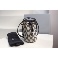 Celine Micro Drawstring Bag in textile with triomphe embroidery Vintage Black Celine Micro Drawstring Bag in textile with triomphe embroidery Vintage Black