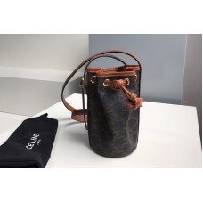Celine Micro Drawstring Bag in textile with triomphe embroidery Brown Celine Micro Drawstring Bag in textile with triomphe embroidery Brown