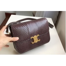 Celine medium triomphe bag in brown watersnake Leather