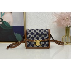 Celine TEEN TRIOMPHE BAG IN NAVY BLUE TEXTILE WITH TRIOMPHE EMBROIDERY Celine TEEN TRIOMPHE BAG IN NAVY BLUE TEXTILE WITH TRIOMPHE EMBROIDERY