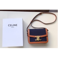 Celine TEEN TRIOMPHE BAG IN TRIOMPHE CANVAS AND CALFSKIN TAN/Blue Celine TEEN TRIOMPHE BAG IN TRIOMPHE CANVAS AND CALFSKIN TAN/Blue