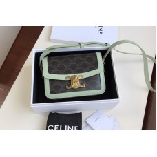 Celine Teen Triomphe Bag in Triomphe Canvas and Calfskin Green Celine Teen Triomphe Bag in Triomphe Canvas and Calfskin Green