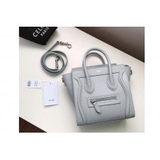 Celine Nano Luggage Bag in Gray Drummed Calfskin Leather Celine Nano Luggage Bag in Gray Drummed Calfskin Leather