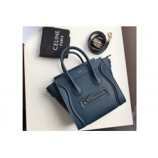 Celine Nano Luggage Bag in Petrol Drummed Calfskin Leather Celine Nano Luggage Bag in Petrol Drummed Calfskin Leather
