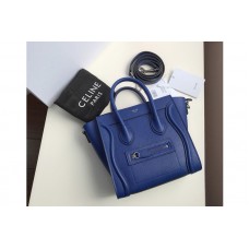 Celine Nano Luggage Bag in Blue Drummed Calfskin Leather Celine Nano Luggage Bag in Blue Drummed Calfskin Leather