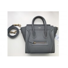 Celine Nano Luggage Bag in Dark Gray Drummed Calfskin Leather Celine Nano Luggage Bag in Dark Gray Drummed Calfskin Leather
