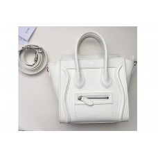 Celine Nano Luggage Bag in White Drummed Calfskin Leather Celine Nano Luggage Bag in White Drummed Calfskin Leather