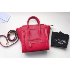 Celine Nano Luggage Bag in Raspberry Drummed Calfskin Leather Celine Nano Luggage Bag in Raspberry Drummed Calfskin Leather