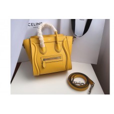 Celine Nano Luggage Bag in Yellow Drummed Calfskin Leather Celine Nano Luggage Bag in Yellow Drummed Calfskin Leather