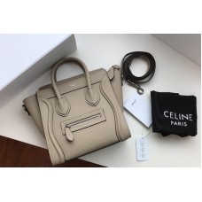 Celine Nano Luggage Bag in Light Gray Drummed Calfskin Leather Celine Nano Luggage Bag in Light Gray Drummed Calfskin Leather