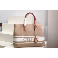 Celine Horizontal Cabas Celine Bag in Textile with Celine print and Calfskin Beige/Tan Celine Horizontal Cabas Celine Bag in Textile with Celine print and Calfskin Beige/Tan