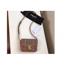 Celine Medium Triomphe bag in triomphe Textile and calfskin Tan/Brown