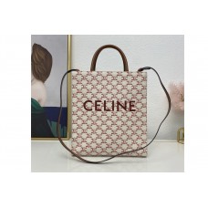 Celine SMALL CABAS VERTICAL IN TRIOMPHE CANVAS AND CALFSKIN Red Celine SMALL CABAS VERTICAL IN TRIOMPHE CANVAS AND CALFSKIN Red