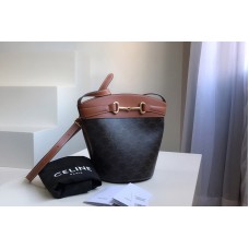Celine bucket crecy bag in triomphe canvas and Tan calfskin Celine bucket crecy bag in triomphe canvas and Tan calfskin