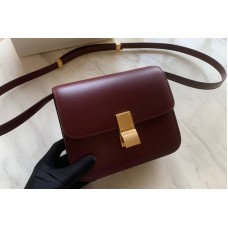 Celine Teen Classic Bag in Burgundy box calfskin Leather Celine Teen Classic Bag in Burgundy box calfskin Leather