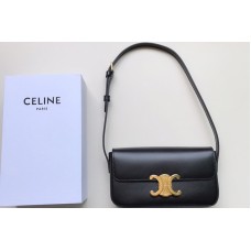 Celine triomphe shoulder bag in Black shiny calfskin Leather