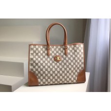 Celine horizontal cabas Bag in textile with triomphe embroidery brown Celine horizontal cabas Bag in textile with triomphe embroidery brown