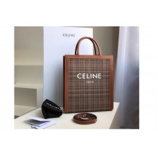 Celine small cabas vertical Bag in Brown/Tan Triomphe Textile and Calfskin Celine small cabas vertical Bag in Brown/Tan Triomphe Textile and Calfskin