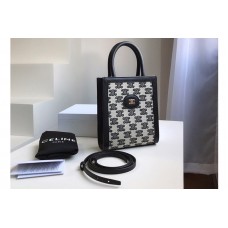 Celine Mini vertical cabas Bag in textile with triomphe embroidery Black Celine Mini vertical cabas Bag in textile with triomphe embroidery Black