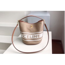 Celine BUCKET 16 BAG in Textile with Celine print and Calfskin Beige/Tan Celine BUCKET 16 BAG in Textile with Celine print and Calfskin Beige/Tan