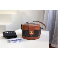 Celine small tambour bag in triomphe canvas With Tan CALFSKIN Celine small tambour bag in triomphe canvas With Tan CALFSKIN