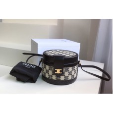 Celine small tambour bag in textile with triomphe embroidery Black Celine small tambour bag in textile with triomphe embroidery Black