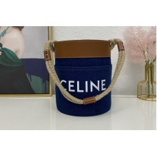 Celine BUCKET CELINE bag IN NAVY / TAN DENIM WITH CELINE PRINT AND CALFSKIN Celine BUCKET CELINE bag IN NAVY / TAN DENIM WITH CELINE PRINT AND CALFSKIN