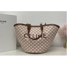 Celine MEDIUM COUFFIN BAG IN Red TRIOMPHE CANVAS CELINE PRINT