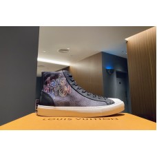 Louis Vuitton 1A5Z0R Tattoo sneaker boot in black and gray Damier Graphite canvas