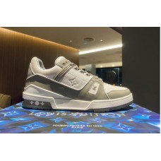 Louis Vuitton 1A8KB8 Trainer sneaker in Gray Monogram-embossed calf leather