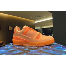 Louis Vuitton 1A8KCS Trainer sneaker in Pink Monogram denim