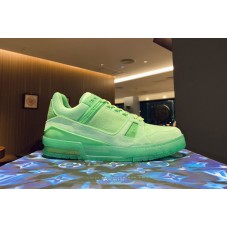 Louis Vuitton 1A8KDA Trainer sneaker in Green Monogram denim