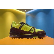 Louis Vuitton 1A8Z6G Trainer sneaker in Yellow Monogram-embossed nubuck calf leather and textile Louis Vuitton 1A8Z6G Trainer sneaker in Yellow Monogram-embossed nubuck calf leather and textile