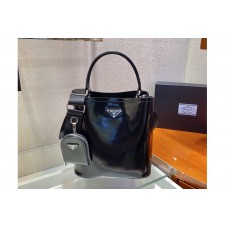 Prada Medium Saffiano Leather Prada Panier Bag in Black Leather