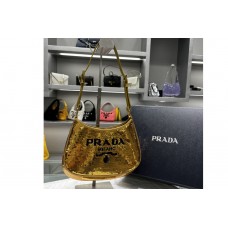Prada Prada Cleo sequined bag in Black/Gold Fabric/Leather Prada Prada Cleo sequined bag in Black/Gold Fabric/Leather