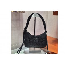 Prada Mini Nylon Hobo Bag in Black Nylon