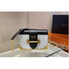 Prada Leather Prada Cahier Bag in White/Black Leather Prada Leather Prada Cahier Bag in White/Black Leather