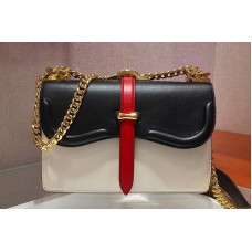 Prada Belle leather shoulder bags Black/White Calf Leather Prada Belle leather shoulder bags Black/White Calf Leather