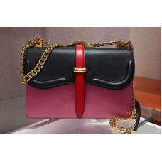 Prada Belle leather shoulder bags Black/Pink Calf Leather Prada Belle leather shoulder bags Black/Pink Calf Leather