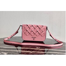 Prada Leather Prada Tress Shoulder Bag in Papaya/Black Woven Leather Prada Leather Prada Tress Shoulder Bag in Papaya/Black Woven Leather