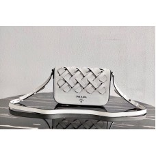 Prada Leather Prada Tress Shoulder Bag in White/Black Woven Leather Prada Leather Prada Tress Shoulder Bag in White/Black Woven Leather