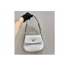 Prada Prada Cleo brushed leather shoulder bag with flap in White brushed leather Prada Prada Cleo brushed leather shoulder bag with flap in White brushed leather