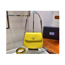 Prada Prada Cleo brushed leather shoulder bag with flap in Yellow brushed leather Prada Prada Cleo brushed leather shoulder bag with flap in Yellow brushed leather