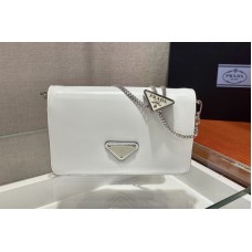 Prada Brushed leather shoulder bag in White Brushed leather Prada Brushed leather shoulder bag in White Brushed leather