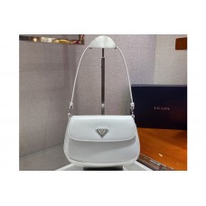 Prada Prada Cleo brushed leather shoulder bag with flap in White brushed leather Prada Prada Cleo brushed leather shoulder bag with flap in White brushed leather