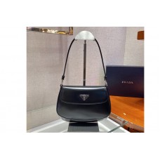 Prada Prada Cleo brushed leather shoulder bag with flap in Black brushed leather Prada Prada Cleo brushed leather shoulder bag with flap in Black brushed leather